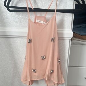 Pink Embellished Spaghetti Strap Top